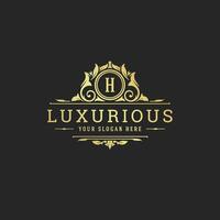 Luxury vintage ornament logo crest template design illustration vector