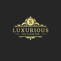 Luxury vintage ornament logo crest template design illustration vector