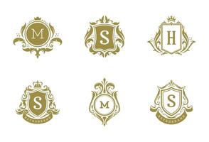 Luxury vintage ornament logo monogram crest templates design set illustration vector