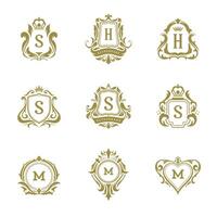 Luxury vintage ornament logo monogram crest templates design set illustration vector