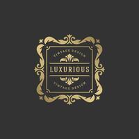 Luxury logo frame crest template design illustration. vector