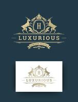 Luxury logo monogram crest template design illustration. vector