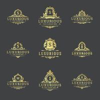 Luxury vintage ornament logo monogram crest templates design set illustration vector