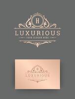 Luxury logo monogram vintage vignette floral ornaments crest illustration. vector