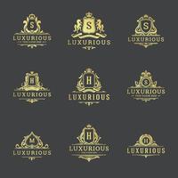 Luxury vintage ornament logo monogram crest templates design set illustration vector