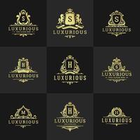 Luxury vintage ornament logo monogram crest templates design set illustration vector