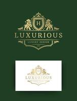 Luxury logo monogram vintage vignette floral ornaments crest illustration. vector