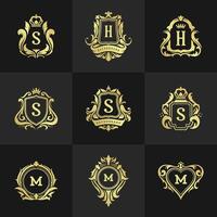 Luxury ornaments logos and monograms crest design templates set illustration vector