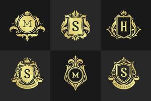 Luxury ornaments logos and monograms crest design templates set illustration vector