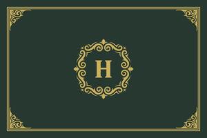 Luxury vintage ornament logo monogram crest template design illustration vector