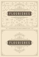 Vintage ornaments swirls and vignettes decorations design elements set illustration. vector