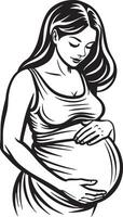 silhouette of pregnant woman illustration black and white vector