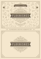 Vintage ornaments swirls and vignettes decorations design elements set illustration. vector