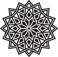 abstract geometric mandala design black and white illustration vector