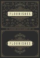 Vintage ornaments swirls and vignettes decorations design elements set illustration. vector