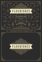 Vintage ornaments swirls and vignettes decorations design elements set illustration. vector