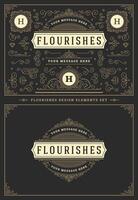 Vintage ornaments swirls and vignettes decorations design elements set illustration. vector
