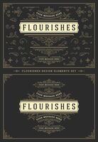 Vintage ornaments swirls and vignettes decorations design elements set illustration. vector
