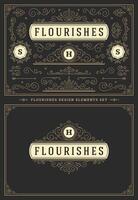 Vintage ornaments swirls and vignettes decorations design elements set illustration. vector