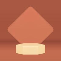 Polygonal showcase display podium for marketing presentation beige pastel platform realistic vector