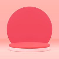 Circle red level podium product presentation showcase 3d pedestal studio background realistic vector