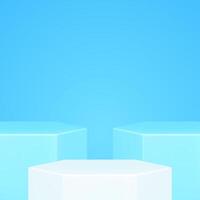 Hexagonal podium contest stage product performance corner showcase blue 3d design vector