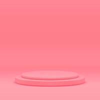 Stage pedestal cylinder stairs rounded podium pink pastel 3d design studio background vector