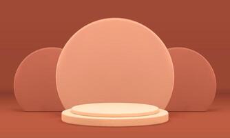 Cylinder stairs podium brown semicircle showcase for product presentation 3d design studio vector