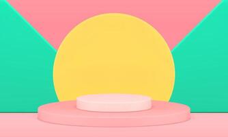 Circle display podium showcase form 3d background product performance scene realistic vector