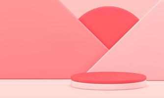Pink pedestal arena cylinder showcase award display geometric 3d background realistic vector