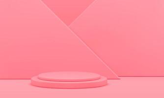 Pink cylinder pedestal geometric triangle 3d background product presentation showcase vector