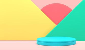 Circle podium arena bright geometric triangle 3d background product showcase realistic vector
