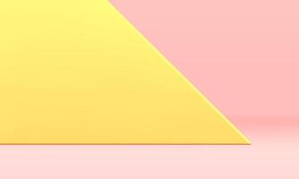 Yellow triangle 3d background showcase geometric form product presentation scene realistic vector