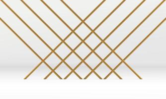 Showcase display crossed golden grid metallic rod white 3d background product advertising vector