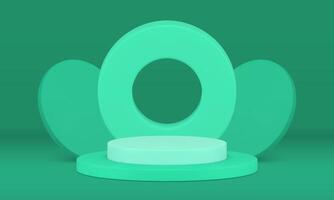 Rounded platform foundation stairs circle basic product presentation green neon realistic vector
