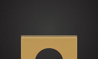 Golden pedestal arch rectangular foundation scene podium product presentation 3d design vector