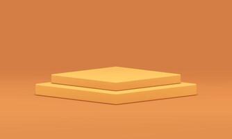 Yellow squared 3d podium product presentation studio background showcase display realistic vector