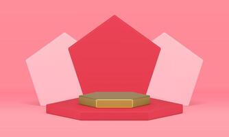 Podium for product presentation pentagonal wall hexagonal pedestal award arena 3d design vector