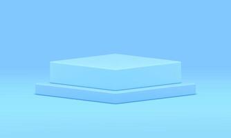 Blue 3d stage pedestal display advertising arena basic foundation studio background realistic vector