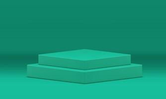 Green square podium 3d stage level stairs foundation product presentation showcase realistic vector