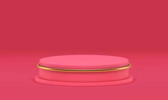 Pink stage pedestal round display product presentation showcase 3d background realistic vector