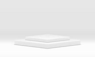 Geometric 3d podium white stairs level award product display for presentation realistic vector