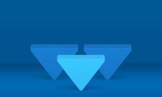 Blue inverted triangle abstract level arena podium competition pedestal foundation realistic vector