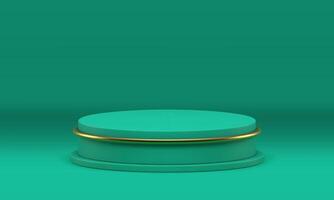 Green cylinder podium premium showcase 3d studio background product presentation realistic vector