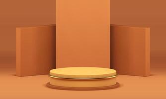 Pedestal product presentation beige cylinder 3d stage studio background realistic vector