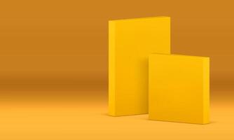 3d wall yellow rectangle display studio background decor element realistic illustration vector