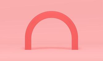 Pink curved arch showcase decor element 3d studio background product presentation realistic vector