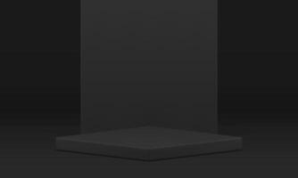3d stage squared black showcase product presentation geometric platform realistic vector