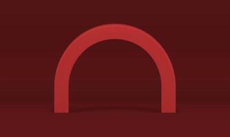Red arch promo basic foundation vertical curved column 3d product presentation realistic vector