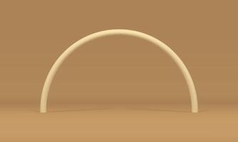 Curved archway beige rod 3d decor element for product presentation stage showcase realistic vector